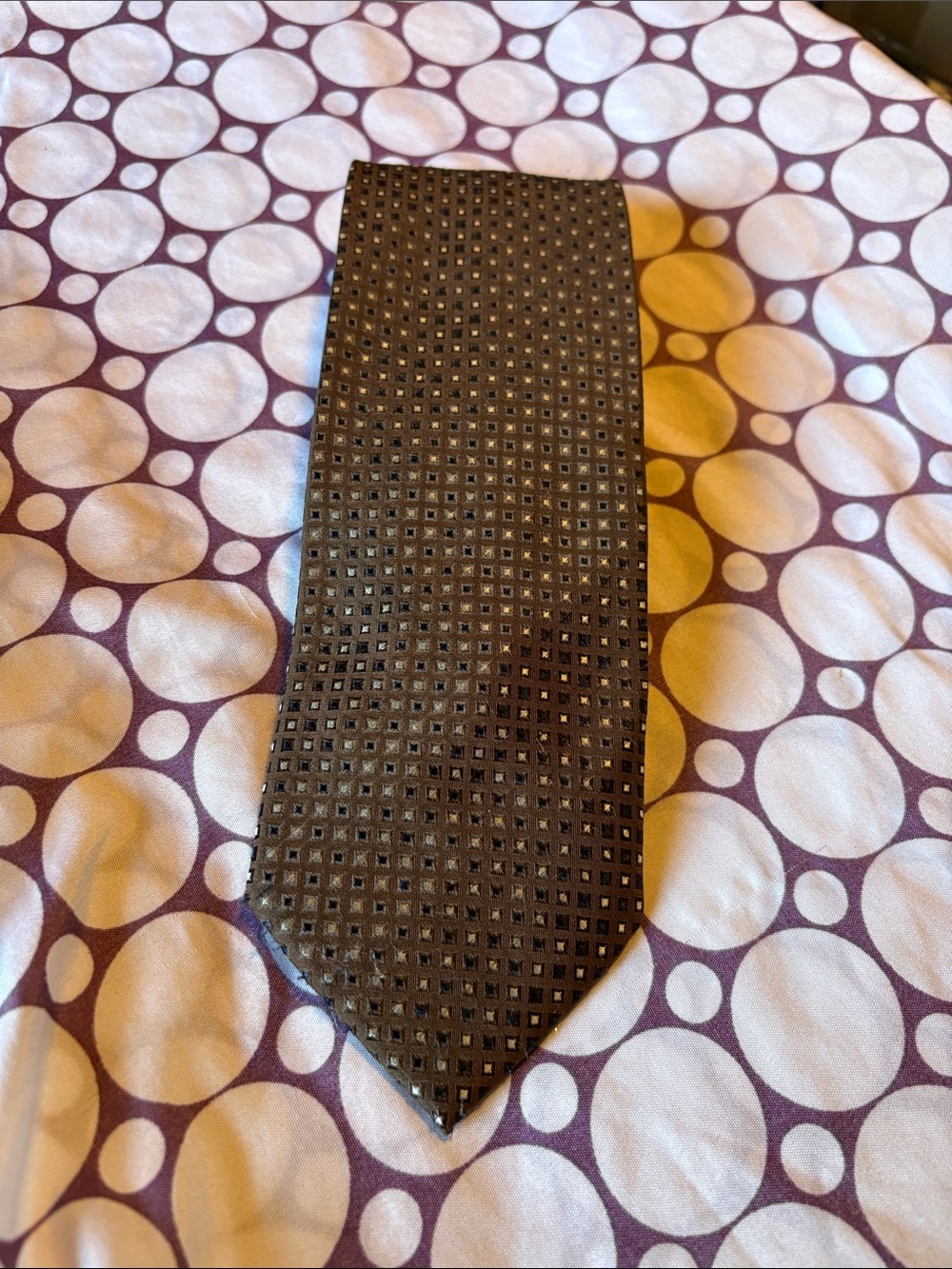 RAFFAELLO ROSSI Brown Geometric Silk Tie